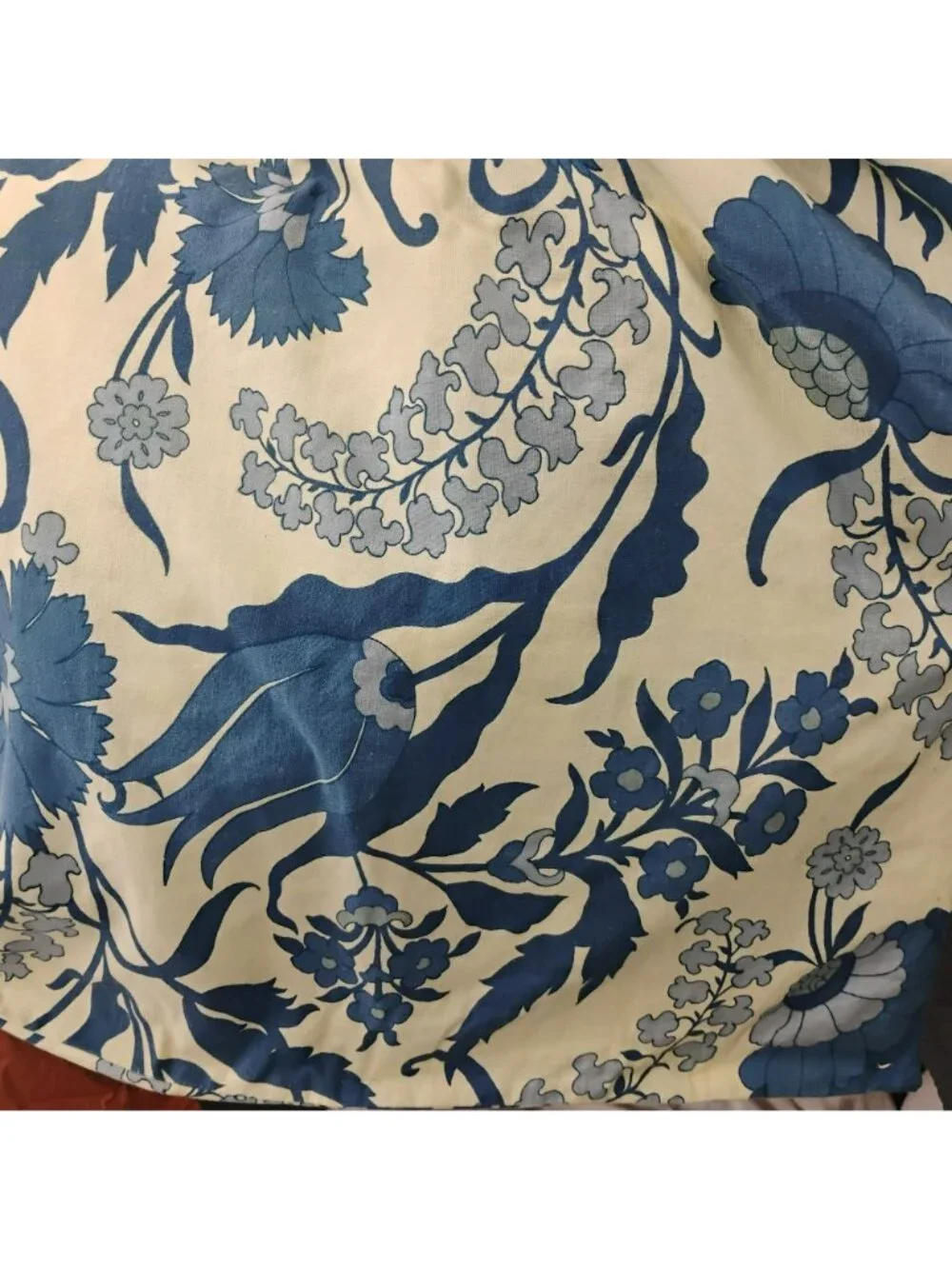 Pottery Barn Palampore Blue Cream Linen Blend Queen Duvet Cover & 2 Shams Set